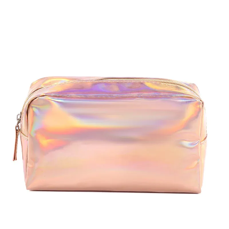 nouveau sac à cosmétiques laser de couleur unie ins wind, sac de rangement de lavage portable, sac cadeau de maquillage, pochette de maquillage, organisateur de cosmétiques de voyage