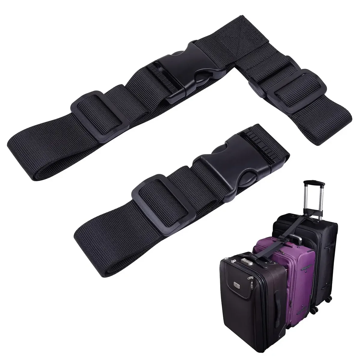 Connecteur de sangle de bagage réglable – Attache de bagage en nylon durable en forme de T avec boucle amovible pour un voyage sécurisé