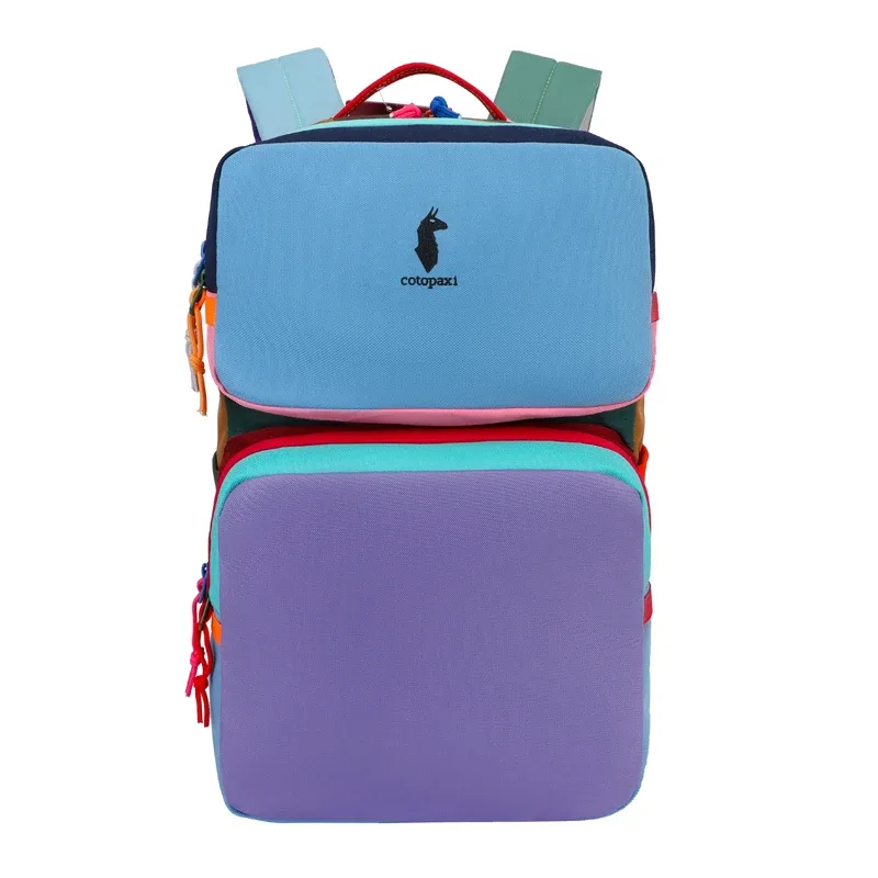 sac à dos color block avec plusieurs compartiments, sac de voyage décontracté et tendance, sac à dos double épaule multicouche aux couleurs contrastées