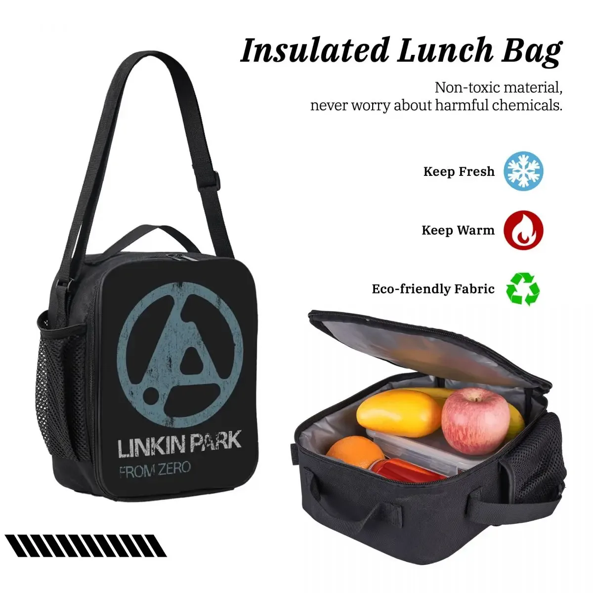 sac à dos linkin park pour garçons et filles, sac d'école, sac à bandoulière pour ordinateur portable, 3 pièces, sac à déjeuner isotherme, trousse à crayons