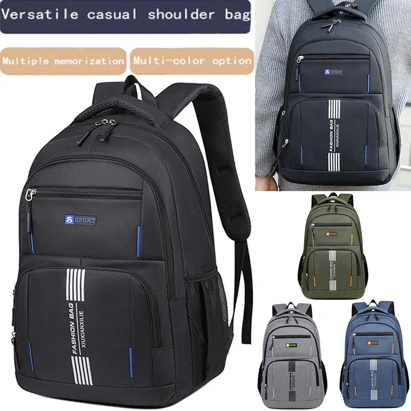 Sac à dos minimaliste pour hommes, sac à dos léger en nylon avec plusieurs compartiments de rangement pour l'école et les voyages de week-end