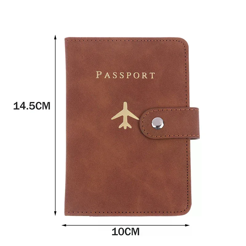 porte-carte d'identité en cuir pu, 1 pièce, avec fermoir d'avion, couverture de passeport de voyage, plusieurs fentes pour cartes, porte-passeport, organisateur de voyage unisexe