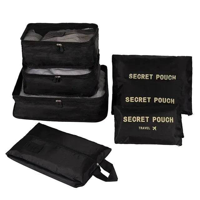 6/7 pièces ensemble organisateur de voyage sacs de rangement emballage multifonction cube sac pour vêtements bien rangé portable garde-robe valise pochette