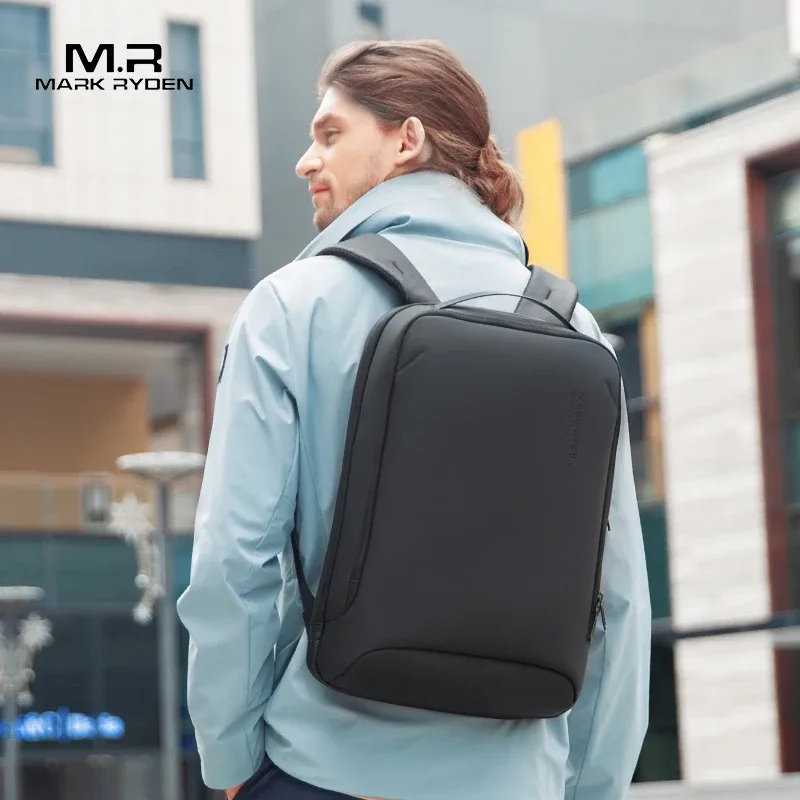 Sac à dos fin pour ordinateur portable Mark Ryden pour hommes, sac à dos minimaliste pour affaires, fermeture éclair YKK, résistant aux rayures, avec USB