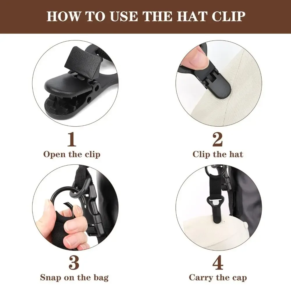 1 pièce clip de chapeau portable d'extérieur pour voyage, crochet de suspension mains libres anti-perte pour sacs de voyage et accessoires