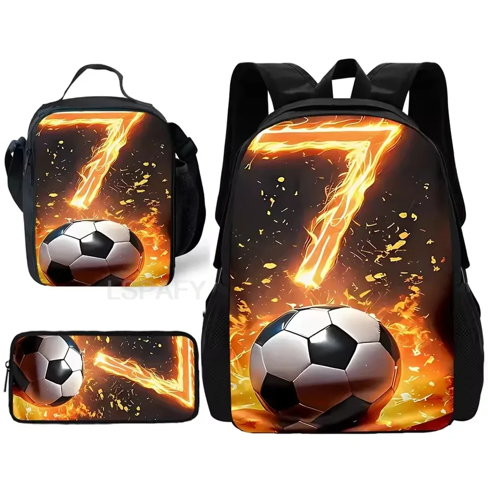 ensemble de sacs à dos 3 pièces à motif cr7 soccer star – sac à dos décontracté de grande capacité avec pochette et sac fourre-tout assortis, parfait pour le quotidien
