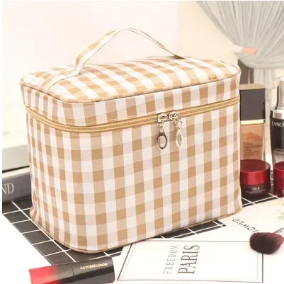 sac de maquillage en toile imperméable pour femmes, organiseur de cosmétiques portable pour les voyages, pochette de rangement pour articles de toilette mignonne