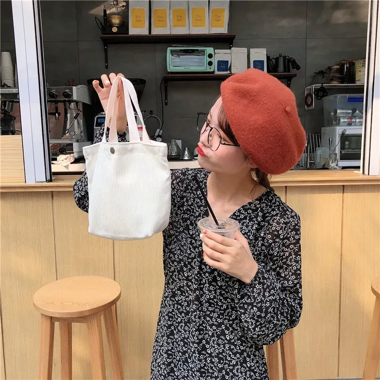 petit sac fourre-tout en velours côtelé de style coréen pour femmes et filles, mini sacs à main, sacs à lunch, shopping, grill, poudres à main, mignon