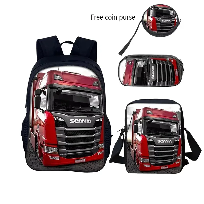 scania-sac à dos durable pour l'école, étui à crayons, livre d'ordinateur, cadeau d'anniversaire pour enfant, ensemble de 3 pièces, 40cm/15.7 pouces