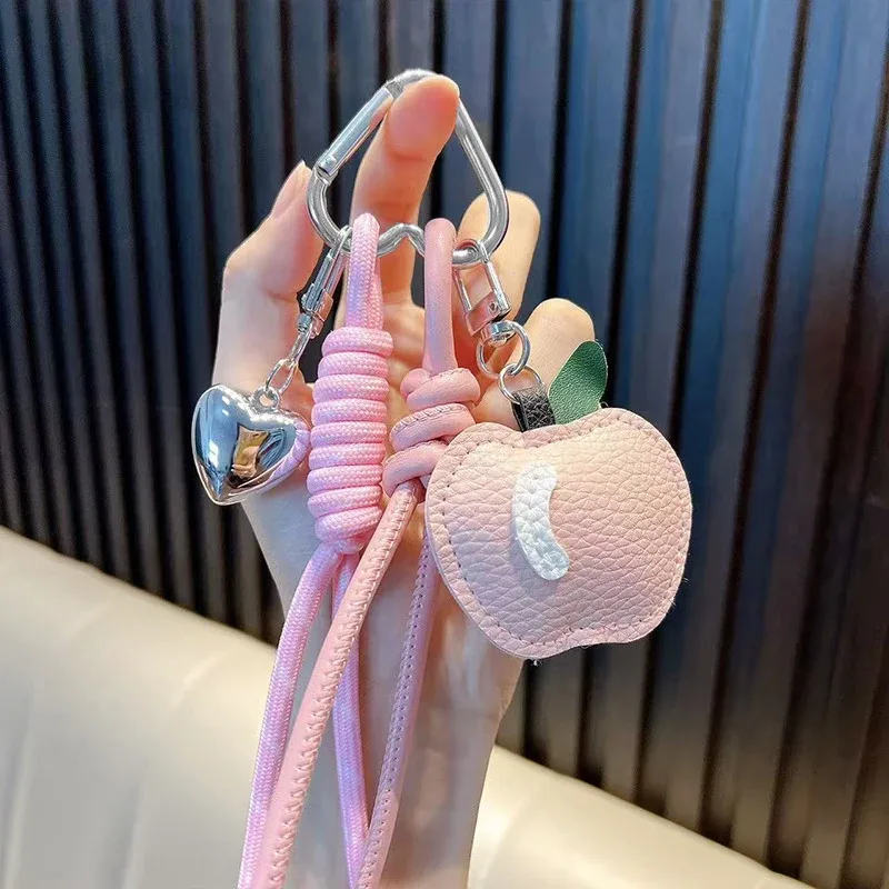 porte-clés pomme en cuir pu, pendentif pour sac à dos, accessoires de mode pour la décoration de sacs