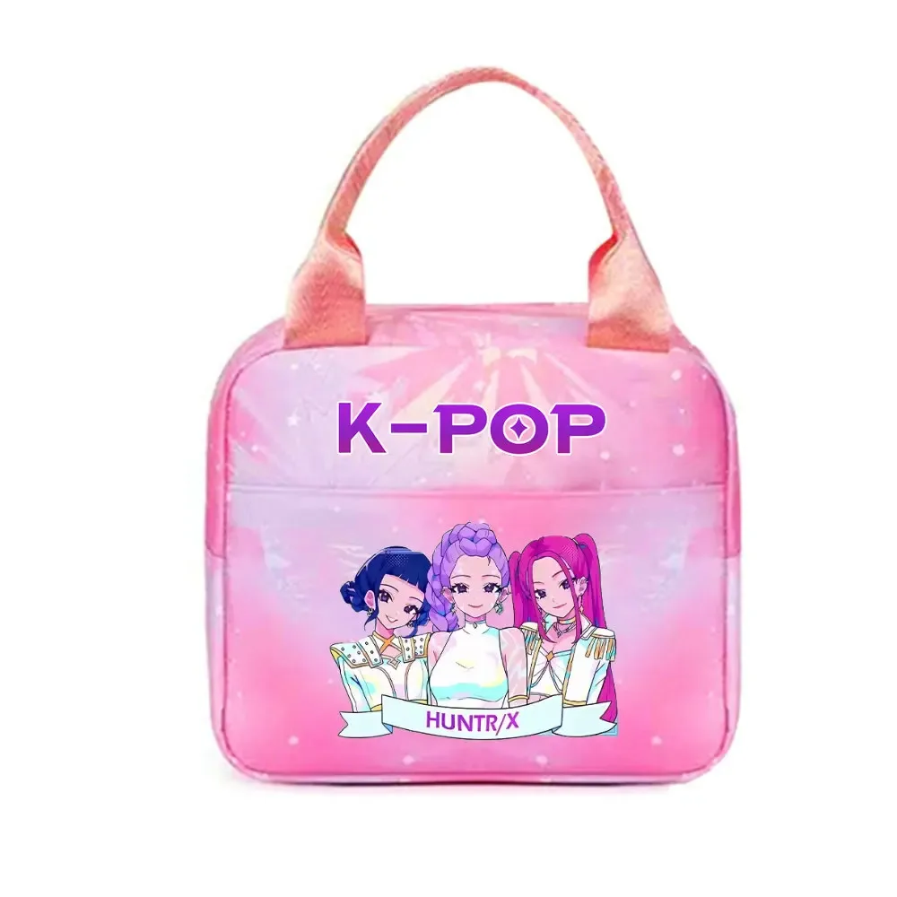 kpop demon hunters office workers avec sac à déjeuner portable isolé de grande capacité, sac à bandoulière à double usage