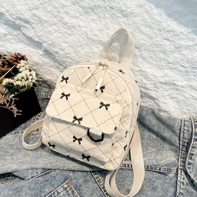 sac à dos d'hiver pour femmes, sac à deux épaules de célébrité coréenne, imprimé nœud papillon, sac à dos de mode pour adolescentes, sac à dos kawaii pour shopping