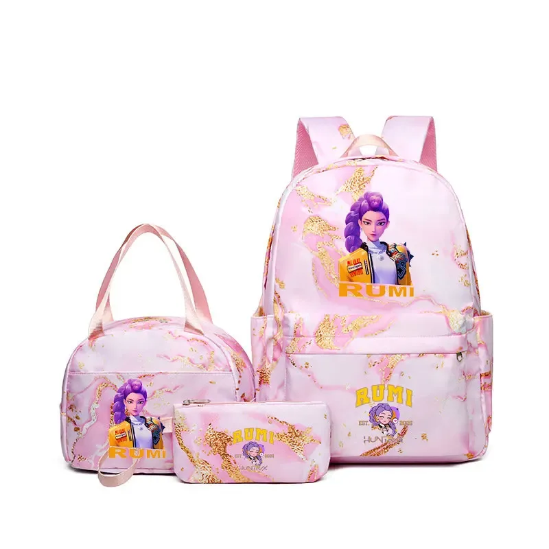 sacs à dos kpop demon hunters avec sacs à déjeuner, sacs d'école légers pour étudiants et adolescents, sac de voyage décontracté pour femmes, 3 pièces/ensembles