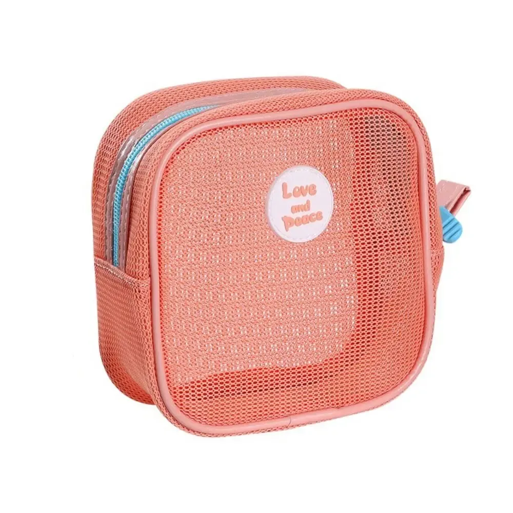 trousse de maquillage carrée portable en maille transparente avec fermeture éclair, sac cosmétique visible, trousse de toilette, porte-monnaie, sac de rangement pour articles de toilette, idéal pour les vacances
