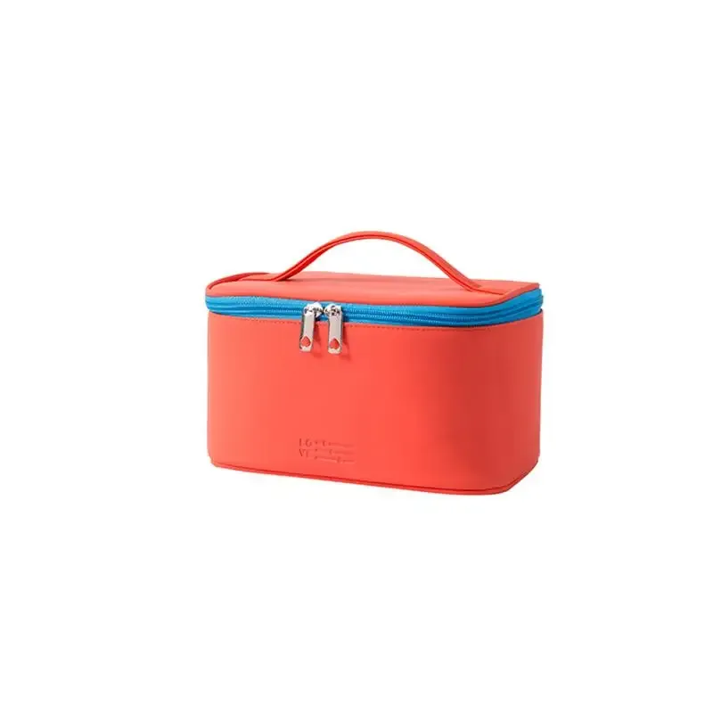 sac de maquillage portable en pu avec fermeture éclair, organiseur de produits de soin de la peau pour voyage, sac cosmétique grande capacité pour le lavage des cosmétiques
