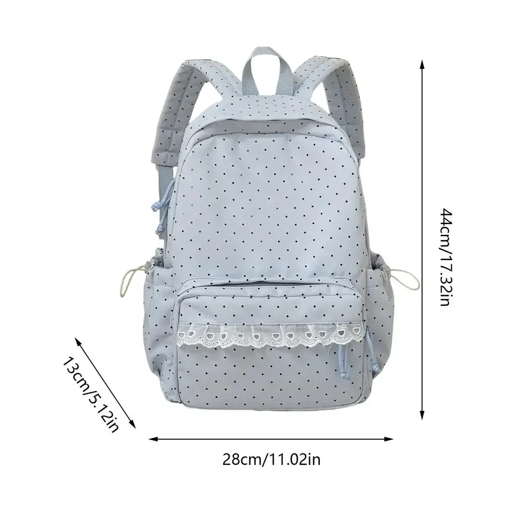 sac à dos mignon en dentelle à pois, esthétique, pour ordinateur portable, pour femmes et filles, idéal pour les trajets quotidiens, les voyages, les camps d'été et l'université.