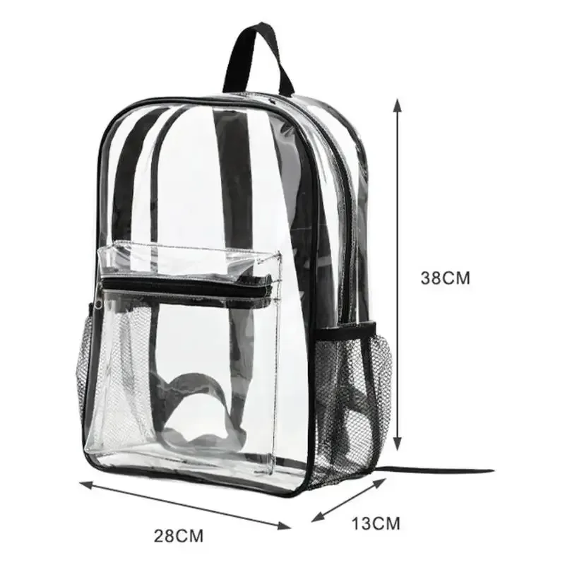 Sac à dos transparent en PVC pour sports de plein air et fitness, sac à dos de voyage décontracté visible