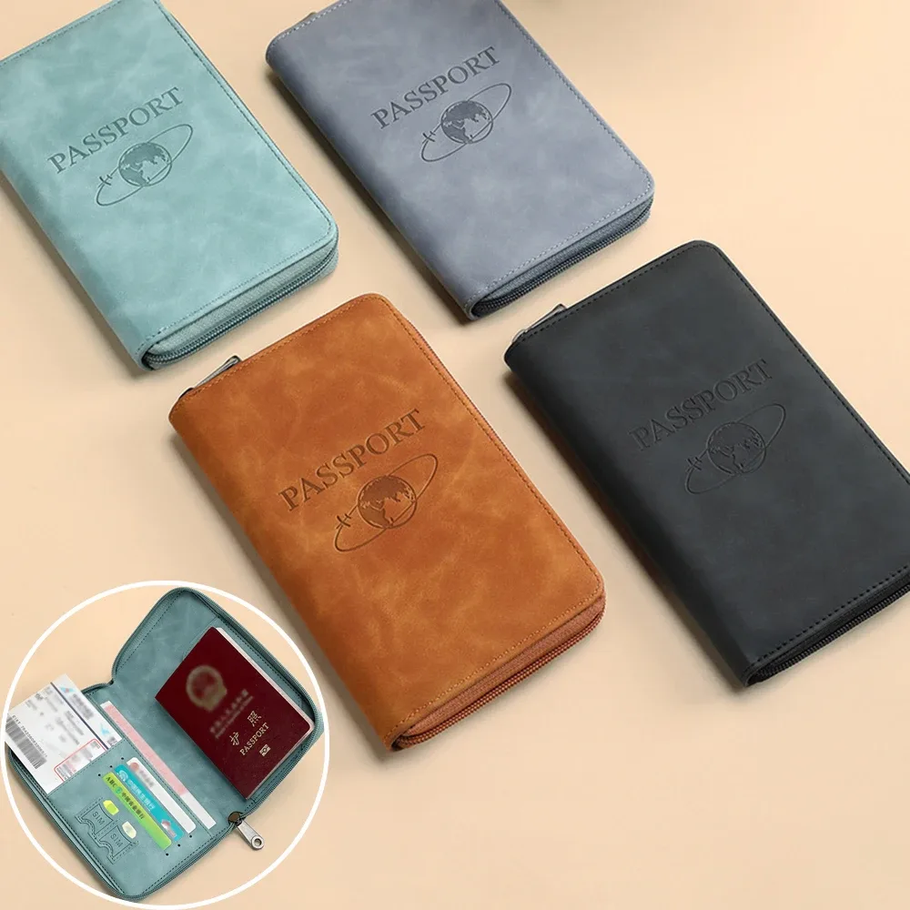 porte-passeport à fermeture éclair rfid, pince pour billets, léger, pour voyage, carte d'embarquement, paquet de certificat, portefeuille, blocage, étui pour passeport, cadeau