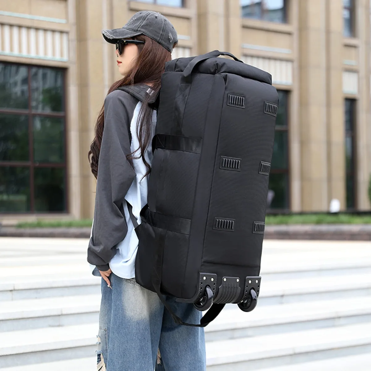 grand sac de sport à roulettes pour voyage d'affaires, sac à dos portable pour la plage, sac de rangement de camping, valise de nuit, vêtements roulants