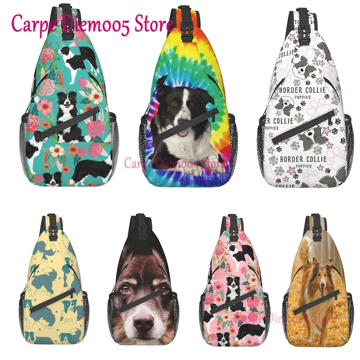 Collie – sac à dos à bandoulière en corde, motif floral, Triangle, Canfeng, sac à dos pour voyage, randonnée, sac de jour