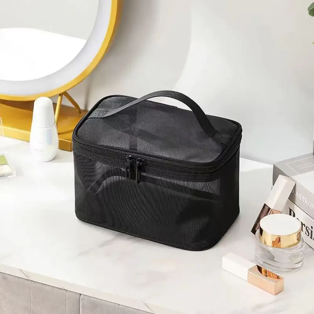 trousse cosmétique de voyage en maille transparente pour femme, trousse de toilette, rangement de maquillage, grande capacité, mode, 1 couche, 2/3 couches