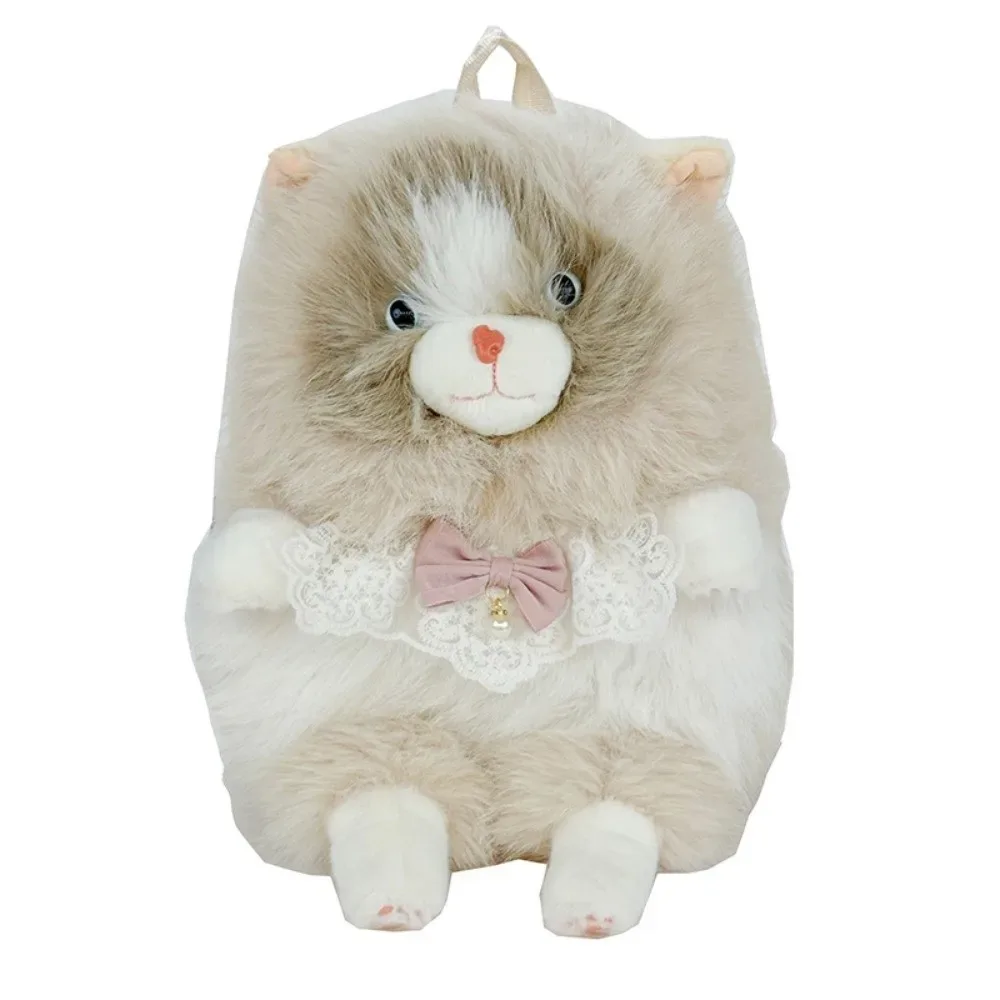 sac à dos mignon, doux et moelleux en forme de chat, grande capacité, sac à dos 3d, doublure en polyester, sac à bandoulière réaliste, idéal pour les voyages.