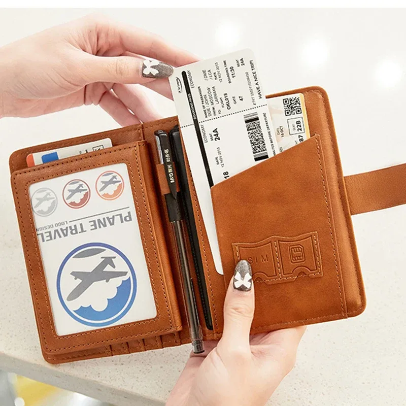 portefeuille de passeport de voyage avec lettres personnalisées, sac à cartes de grande capacité en cuir pu pour hommes, porte-passeport multifonction pour voyage d'affaires