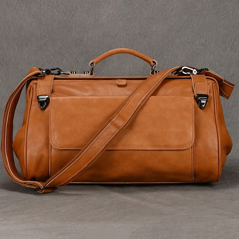 style de luxe en cuir véritable bagage à main sac véritable peau de vache voyage sac à main sac à bagages pour hommes femmes weeek duffle