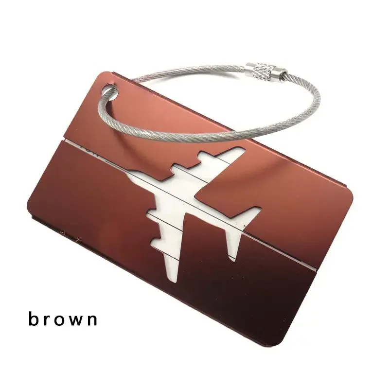 étiquette de bagage en aluminium durable, design antivol avec anneau en acier, pour identification de bagages et enregistrement à l'aéroport