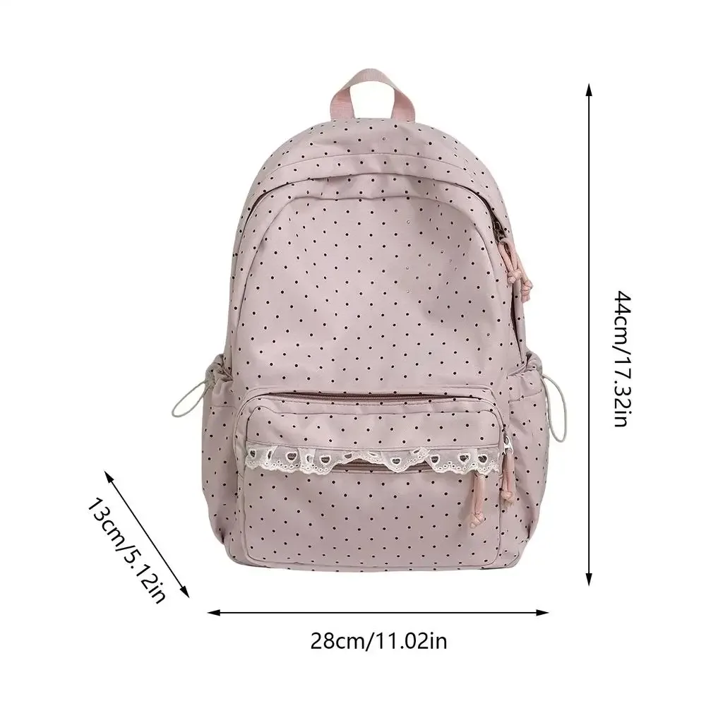 sac à dos mignon en dentelle à pois, esthétique, pour ordinateur portable, pour femmes et filles, idéal pour les trajets quotidiens, les voyages, les camps d'été et l'université.