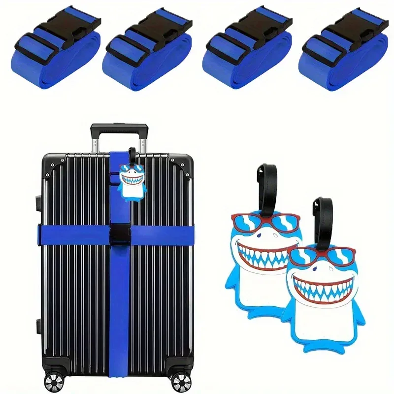 lot de 6 sangles de bagages et étiquettes de bagages – accessoires de voyage pour valises