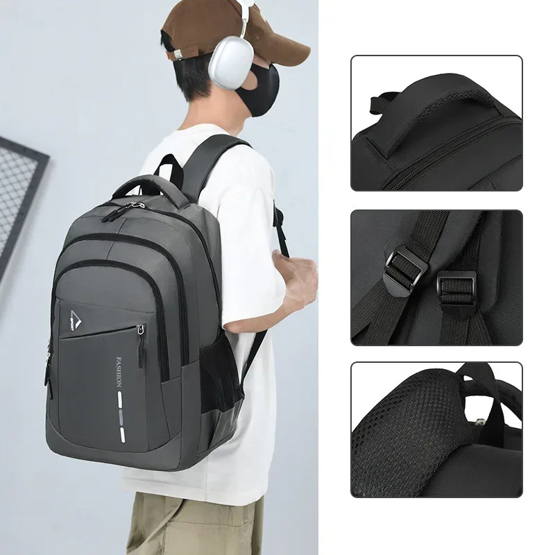 Sac à dos léger et décontracté pour hommes, sac d'ordinateur d'affaires, tendance, lycée, étudiant, grand