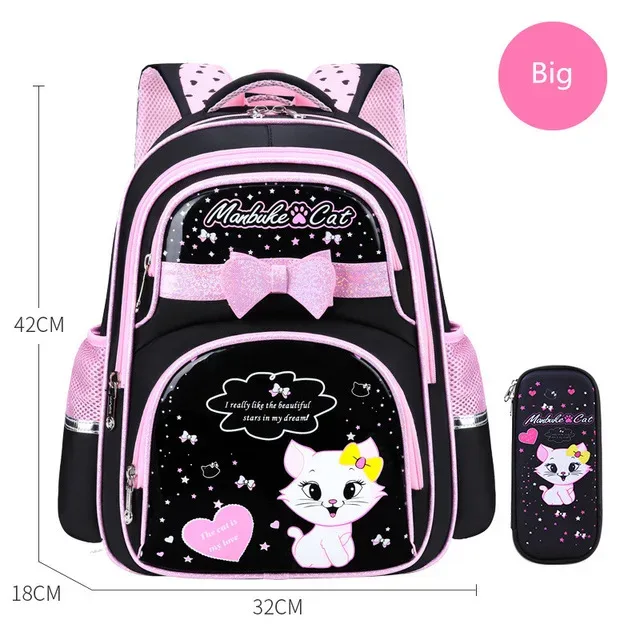 nouveau sac d'école primaire coréen en cuir pu 2020 mode filles mignonnes avec chat mignon sac à dos orthopédique étanche