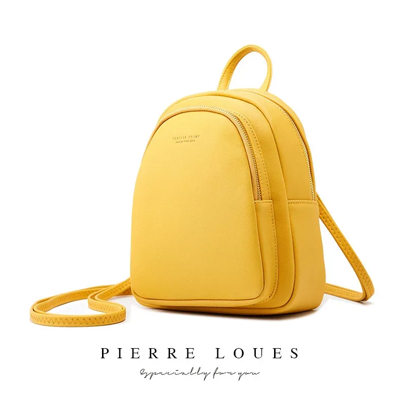 Petit sac à dos en cuir PU pour femmes, sac à bandoulière Preppy solide pour dames, sac à dos de voyage pour écoliers
