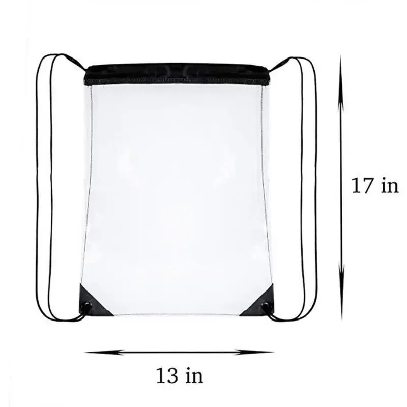 sac à dos transparent avec cordon de serrage 33x43cm, fourre-tout de sport pour l'école, nouvelle collection