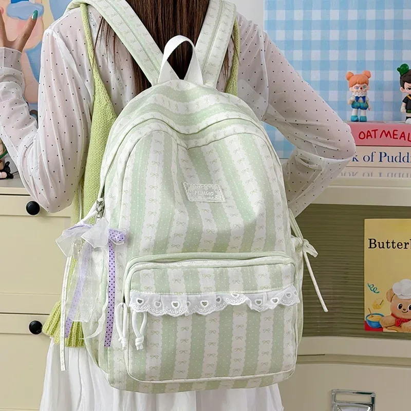 sac à dos à pois et rayures pour étudiants, mochila commuter, mochilas mujer, sacs à dos grande capacité, sac à dos en dentelle pour adolescentes, bolsas feminina