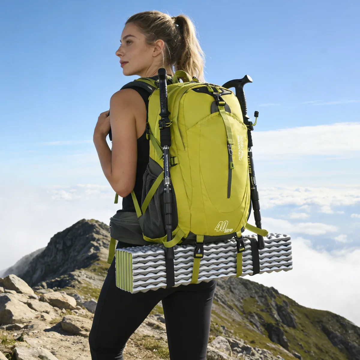 Sac à dos de randonnée en plein air 40l, léger, respirant, fonctionnel, poche avant ouverte, sac en Nylon résistant à l'eau