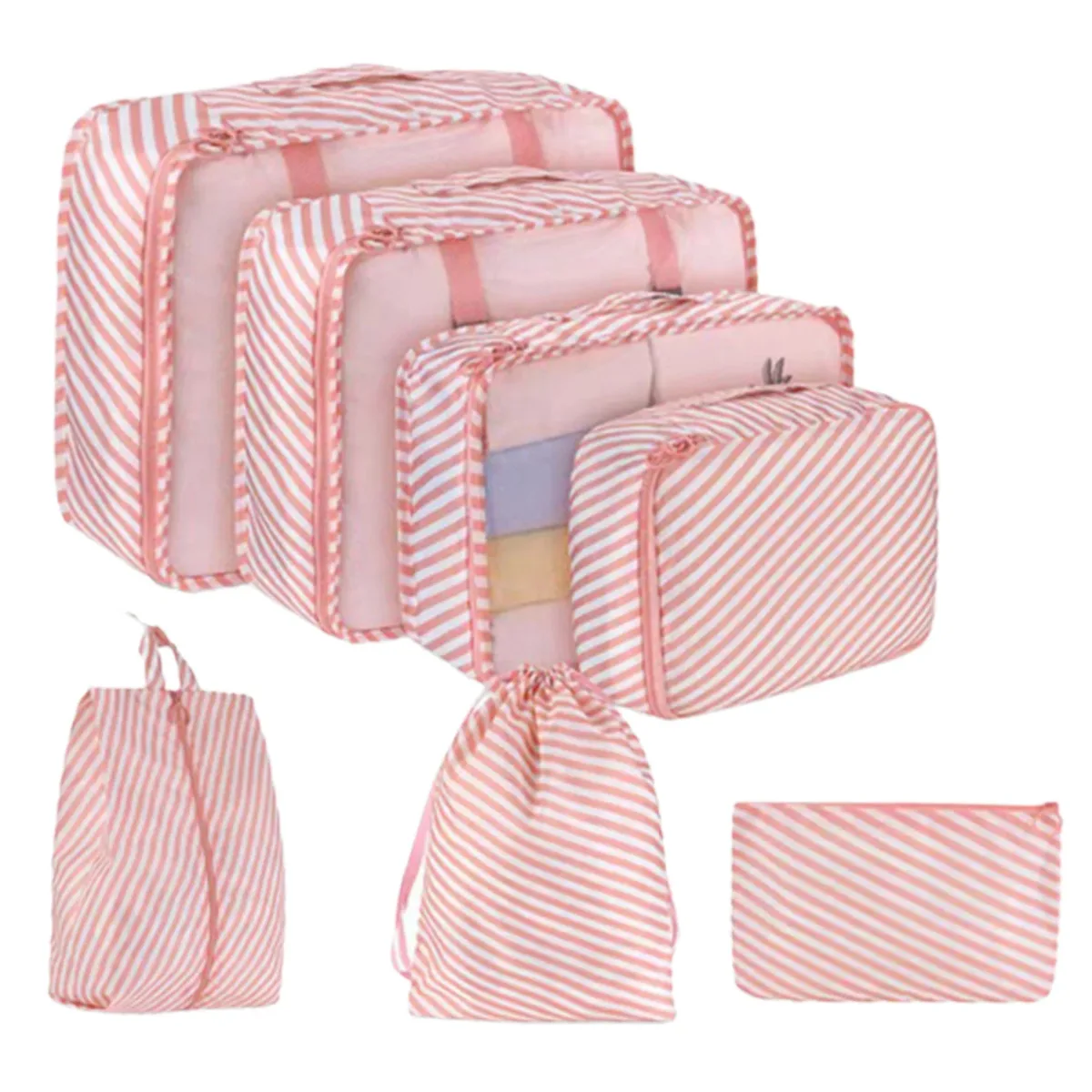 ensemble de 7 cubes d'emballage de voyage, sac de rangement de bagages en maille portable, sac de rangement de vêtements sous-vêtements avec sac à chaussures