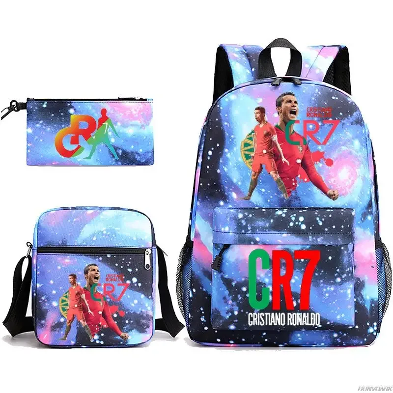 chimsports-sac à dos cr7 pour hommes et femmes, cartable étudiant, cartable de voyage, sac à dos universitaire, ordinateur portable, garçons, filles, hommes, femmes, nouveau, 3 pièces