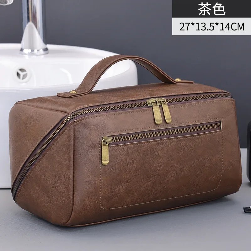 trousse de toilette homme luxe premium imperméable grande capacité portable pour voyage et maquillage
