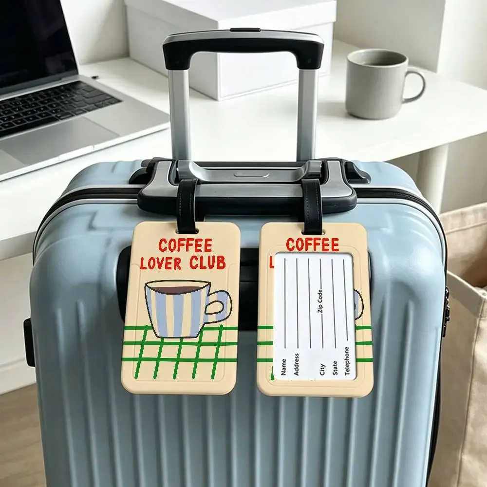 cafetière à espresso italienne, étiquette d'identification de bagages en pvc, porte-carte d'informations anti-perte, étiquette de nom pour valise de voyage