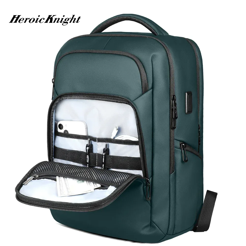 Sac à dos pour ordinateur portable Heroic Knight de 17 pouces, tissu Oxford imperméable, sac pour homme avec port de charge USB, sac à dos pour les affaires et les voyages