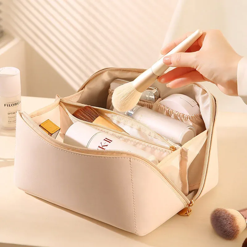 organisateur de maquillage, trousse de toilette féminine, trousse de maquillage, pochette de rangement, boîte de luxe pour dames, trousse à cosmétiques, sac de rangement pour voyage à fermeture éclair