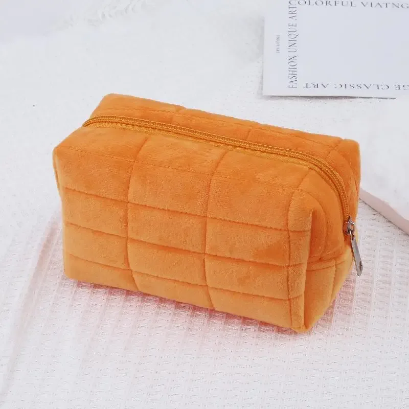 trousse de maquillage en peluche pour femmes, grand sac à cosmétiques doux à fermeture éclair, trousse de toilette de voyage, pochette de lavage, sac organisateur de voyage