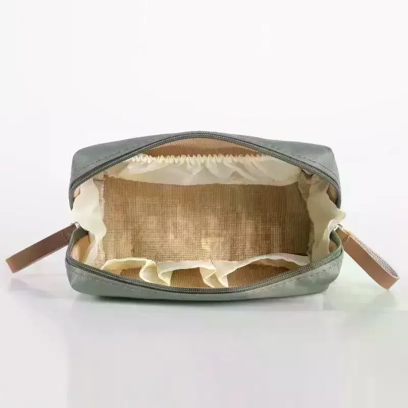 sac à cosmétiques pour femmes, pochette de maquillage de couleur unie, trousse de toilette, étui de rangement de maquillage étanche, sac de luxe