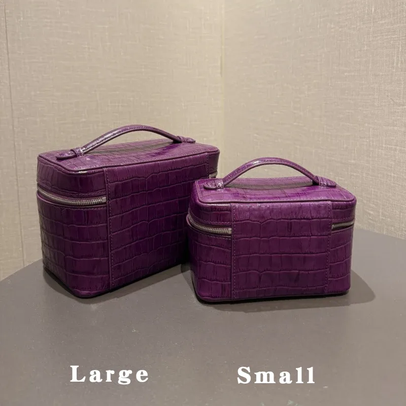 pochette de toilette en cuir véritable motif crocodile himalaya, organiseur de bijoux portable, étui de rangement pour produits de soin, trousse de voyage de luxe