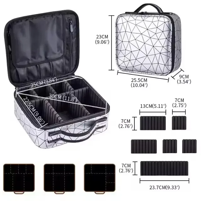 trousse de maquillage professionnelle pour femme, organiseur de cosmétiques, boîte de rangement pour esthéticienne, valise à outils pour ongles, sac de maquillage pour femme