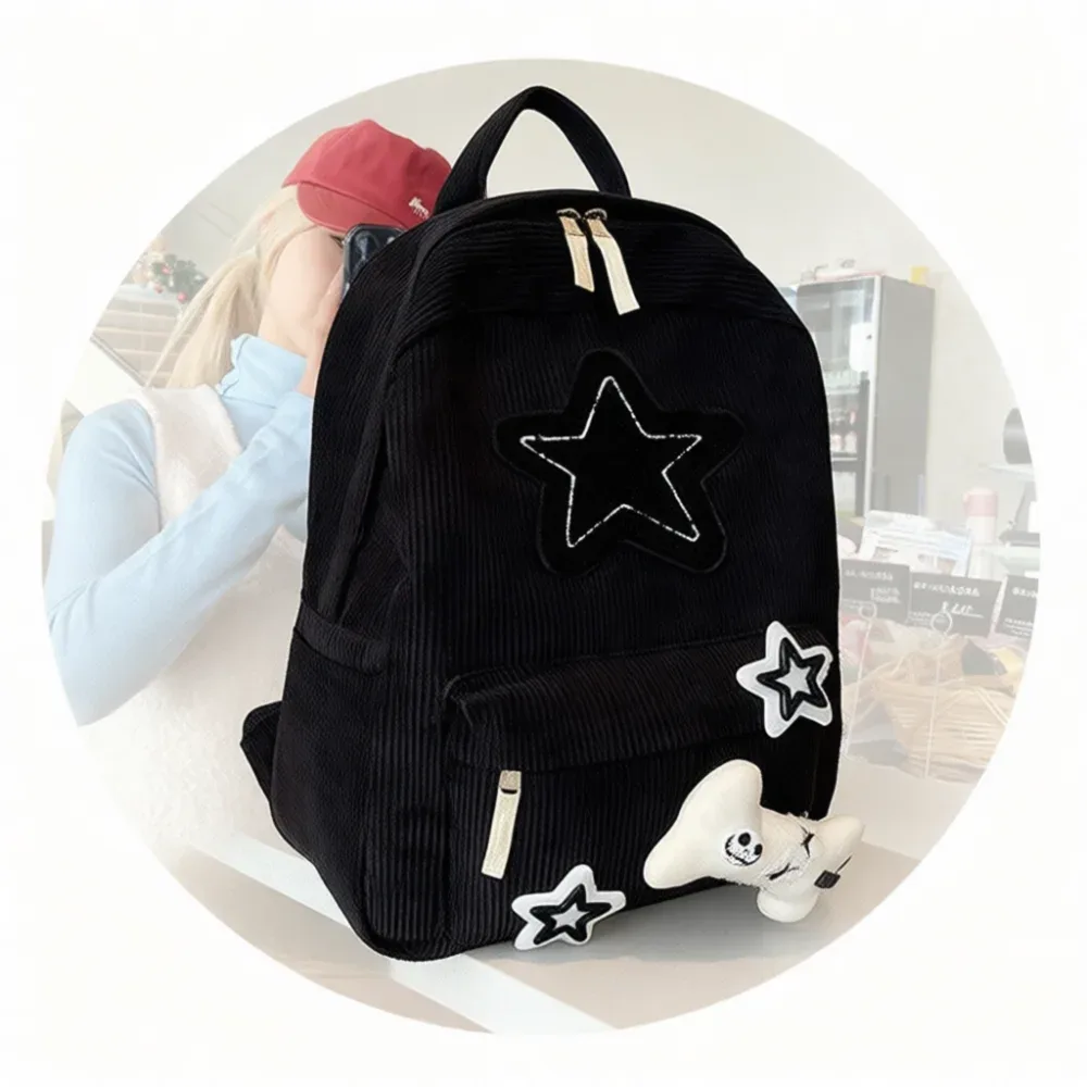 sac à dos scolaire pour adolescente, motif brodé d'étoiles, style japonais, sac de voyage de grande capacité, sac urbain durable
