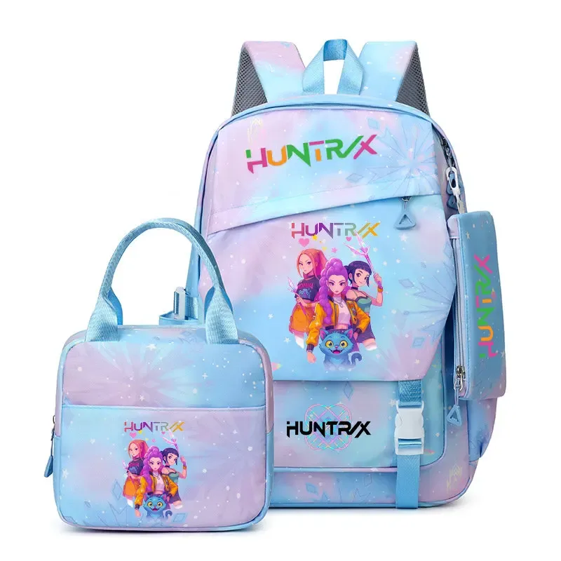 ensemble de sacs à dos kpop demon hunters avec sac à déjeuner et trousse à crayons, cartable pour garçons, sac à dos léger pour ordinateur portable, sacs de voyage