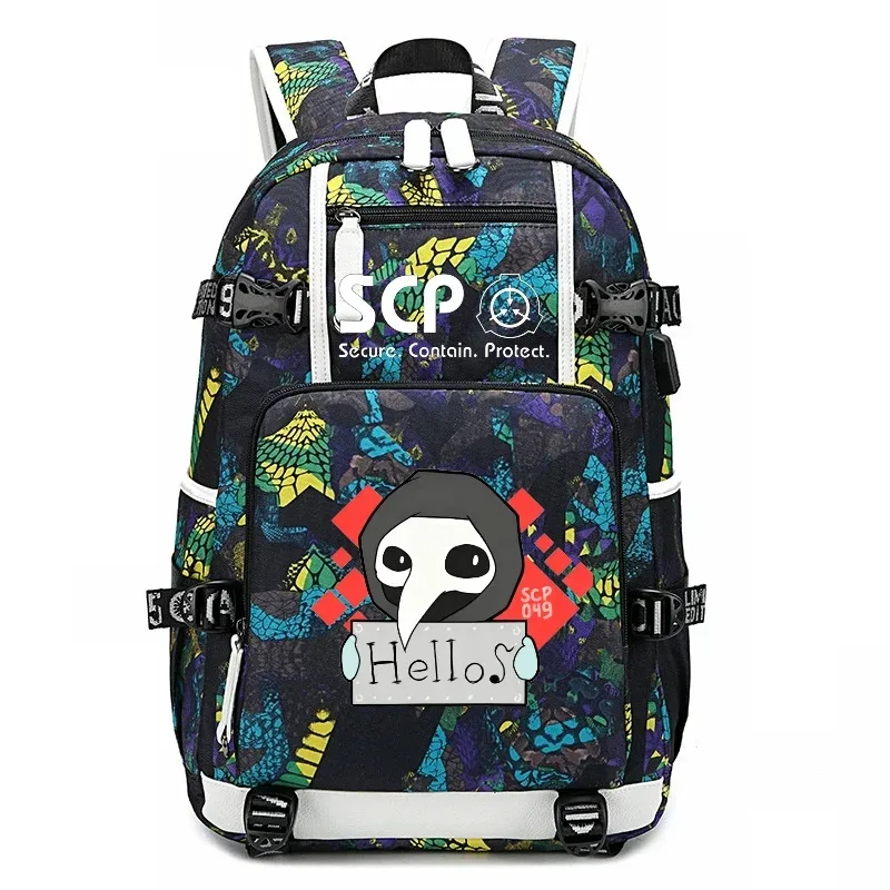 scp secure contain protect sac à dos pour fille et garçon, cartable, grande capacité, sac pour ordinateur portable, étanche, multifonction, chargement usb